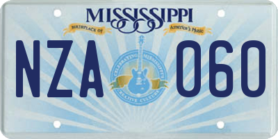 MS license plate NZA060