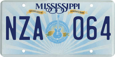 MS license plate NZA064