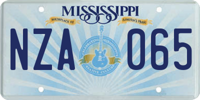 MS license plate NZA065