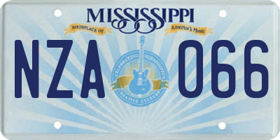 MS license plate NZA066