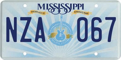 MS license plate NZA067