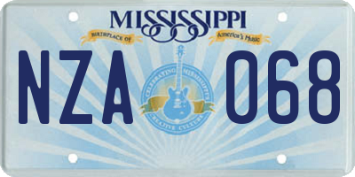 MS license plate NZA068