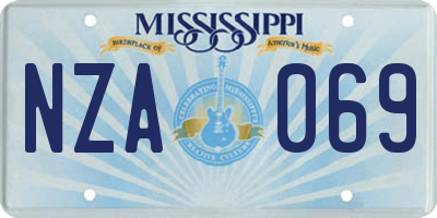 MS license plate NZA069