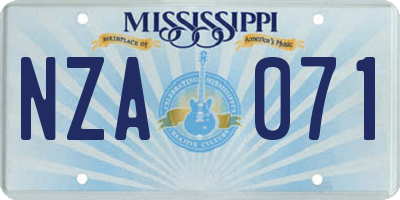 MS license plate NZA071