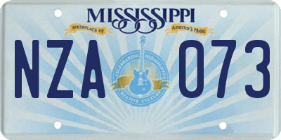 MS license plate NZA073