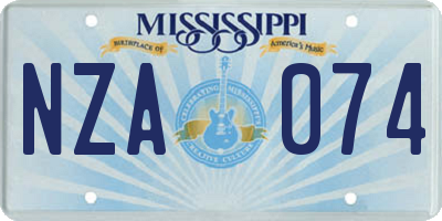 MS license plate NZA074