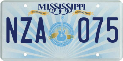 MS license plate NZA075