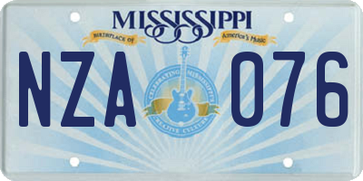 MS license plate NZA076
