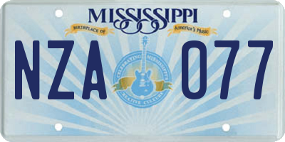 MS license plate NZA077