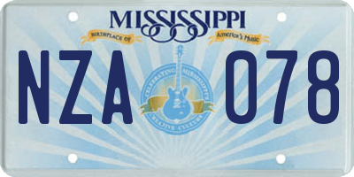 MS license plate NZA078