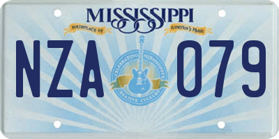 MS license plate NZA079