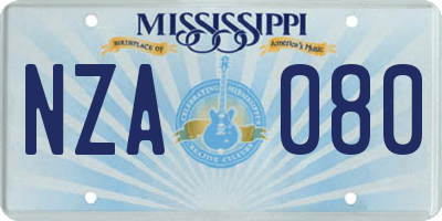 MS license plate NZA080