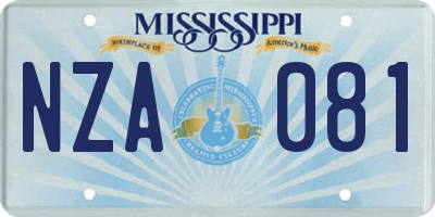 MS license plate NZA081