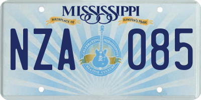 MS license plate NZA085