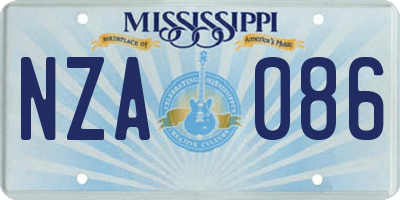 MS license plate NZA086