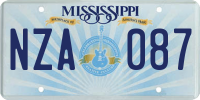 MS license plate NZA087