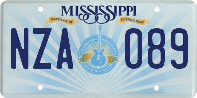 MS license plate NZA089