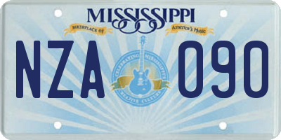 MS license plate NZA090