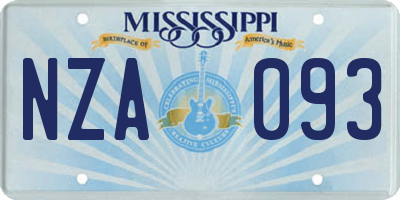 MS license plate NZA093