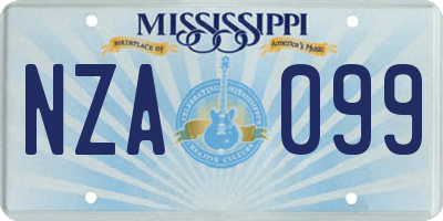 MS license plate NZA099