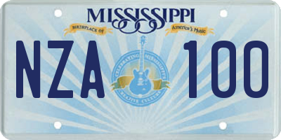 MS license plate NZA100