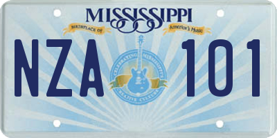 MS license plate NZA101