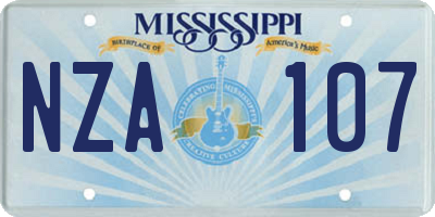 MS license plate NZA107