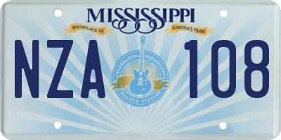 MS license plate NZA108