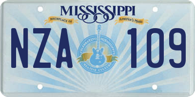 MS license plate NZA109