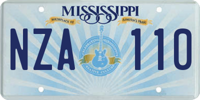 MS license plate NZA110