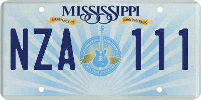 MS license plate NZA111