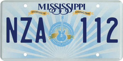 MS license plate NZA112