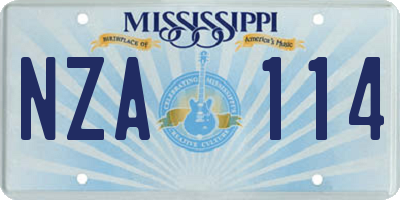 MS license plate NZA114