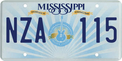 MS license plate NZA115