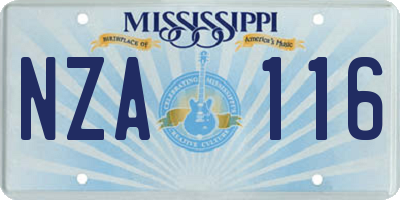 MS license plate NZA116