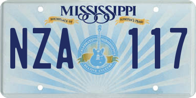 MS license plate NZA117