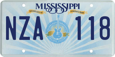 MS license plate NZA118
