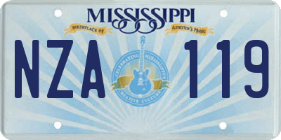 MS license plate NZA119