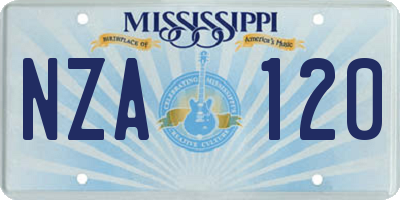MS license plate NZA120