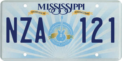 MS license plate NZA121