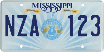 MS license plate NZA123
