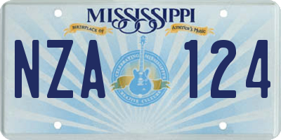 MS license plate NZA124