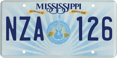 MS license plate NZA126