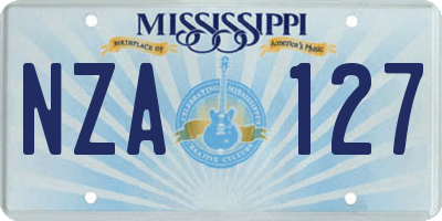 MS license plate NZA127