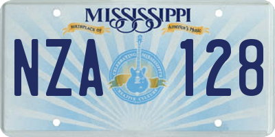MS license plate NZA128