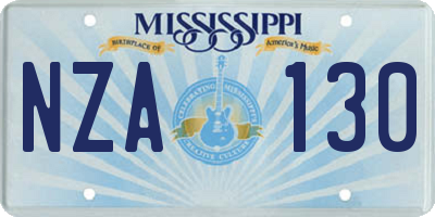 MS license plate NZA130