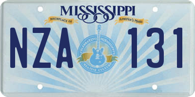 MS license plate NZA131