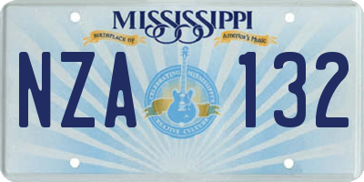 MS license plate NZA132