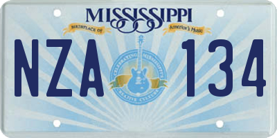 MS license plate NZA134