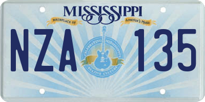 MS license plate NZA135